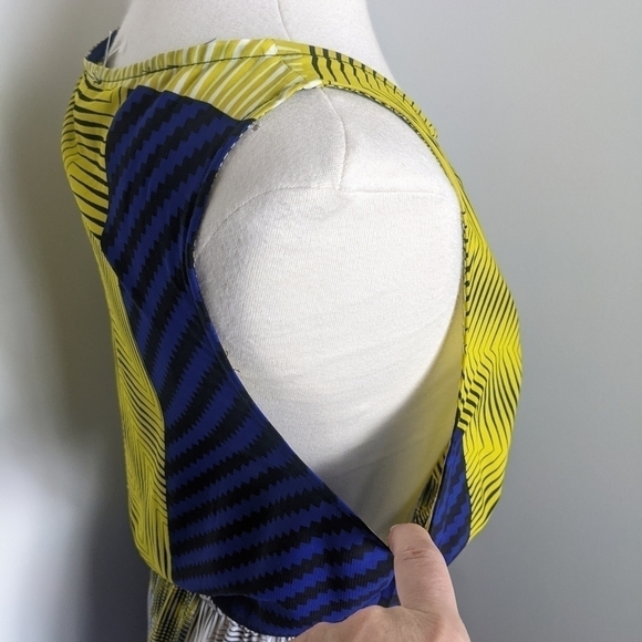 JOAN Vaas Geometric Sleeveless Maxi Dress Navy Yellow M - Picture 10 of 16